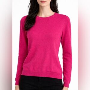 Jones New York Luxe Cashmere Crewneck Sweater Fuchsia Pink Long Sleeve M